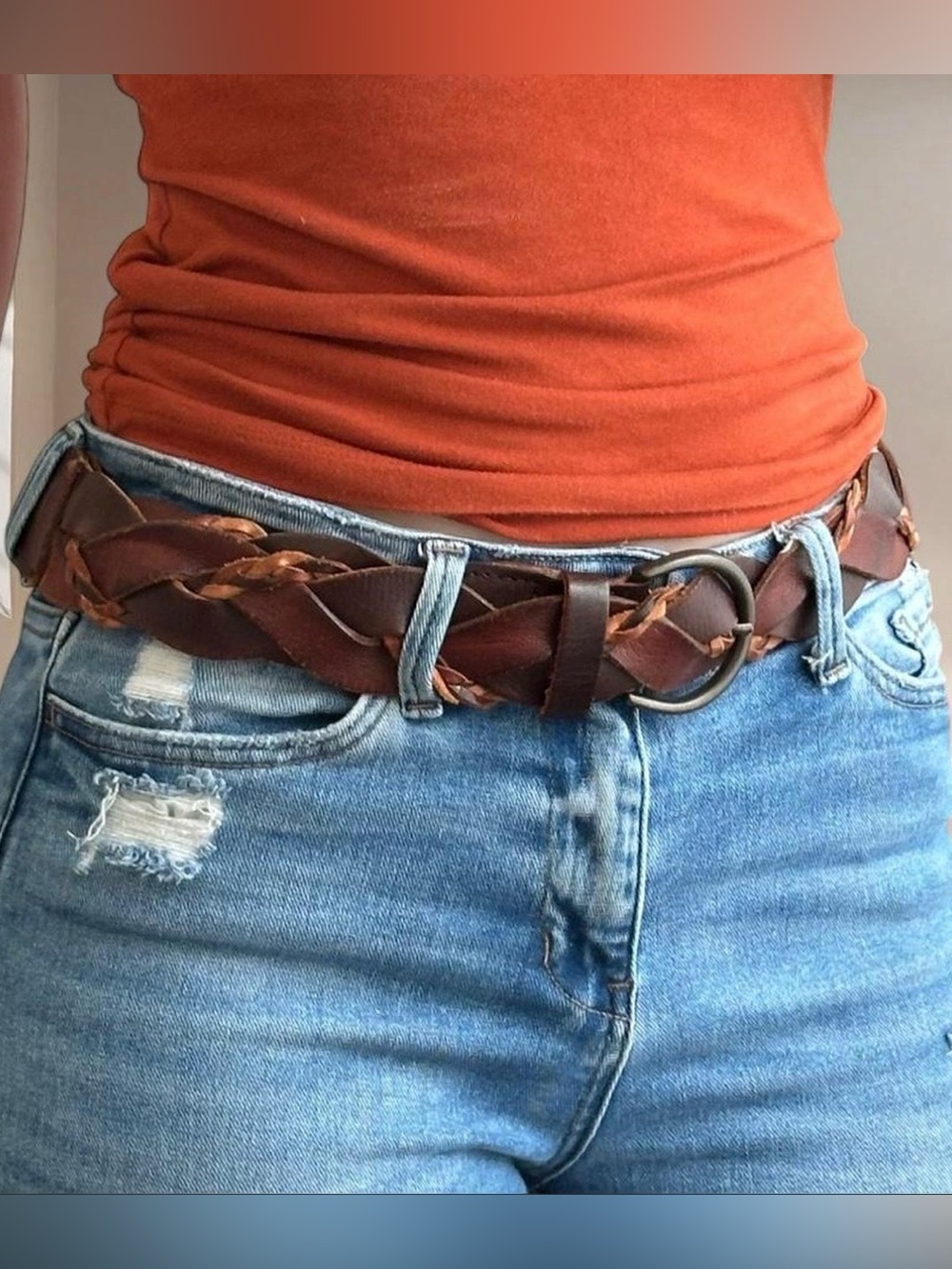 Y2K Hollister Leather Braided Belt